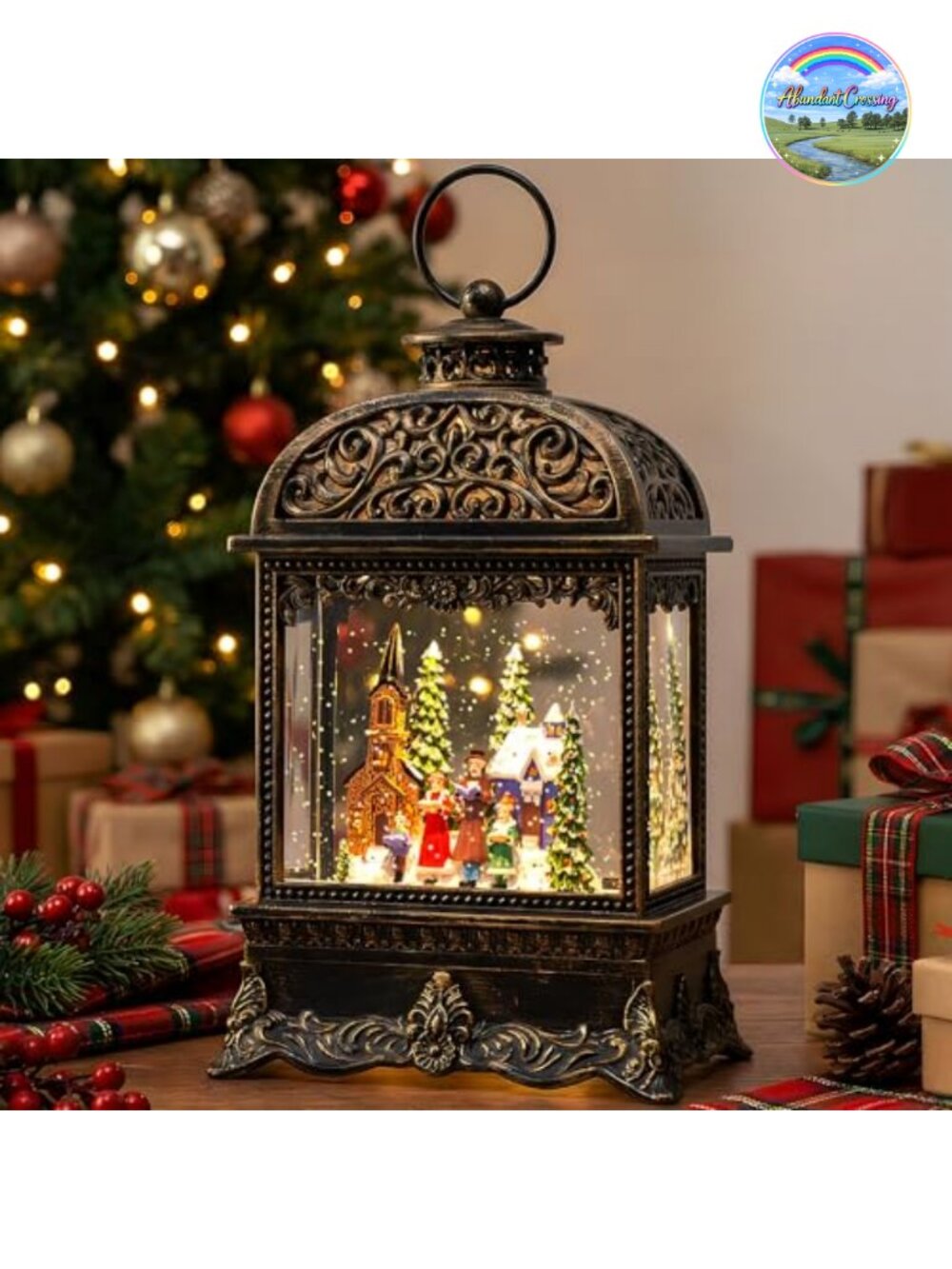 Musical Snow Globe Christmas Village Church Choir LED Lantern